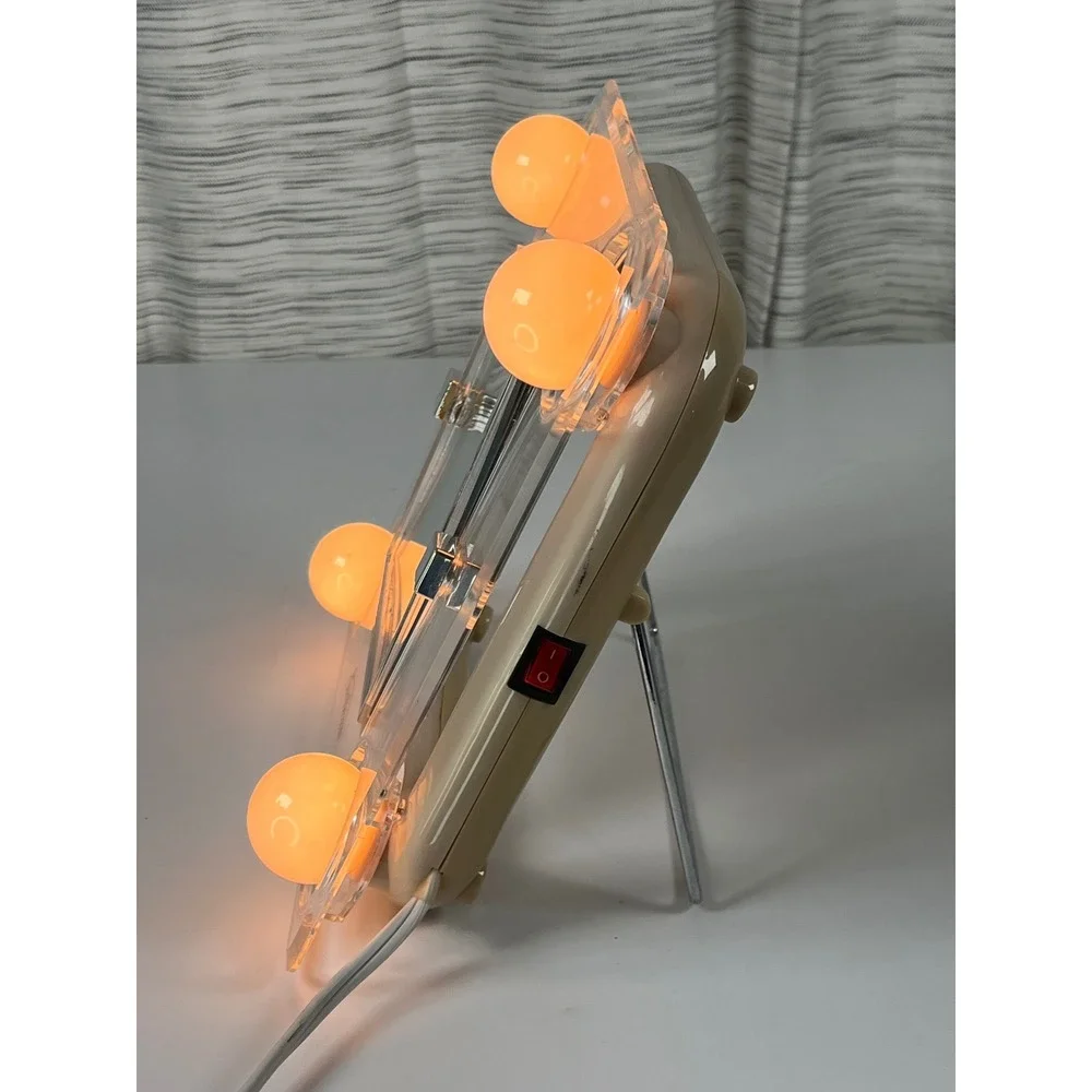 Vintage Sunbeam Lighted Makeup Mirror Clear Acrylic Hollywood Style Vanity Tan